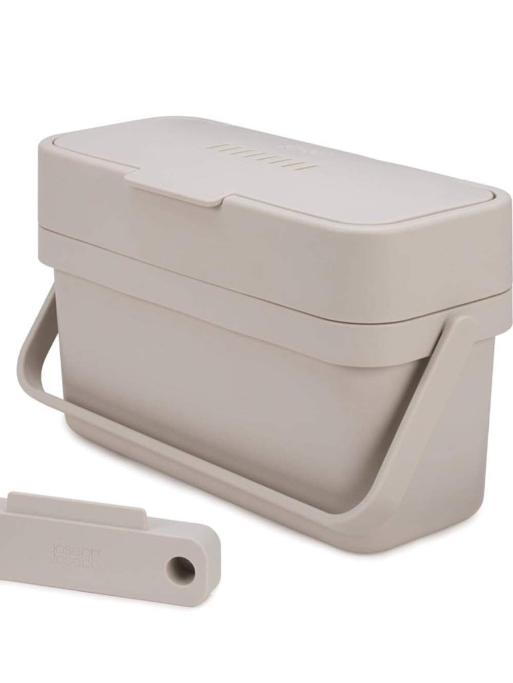 Compo Easy-Fill Compost Bin Food Waste Caddy with Adjustable Air Vent, Stone, 1